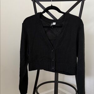 Black Cropped Cardigan